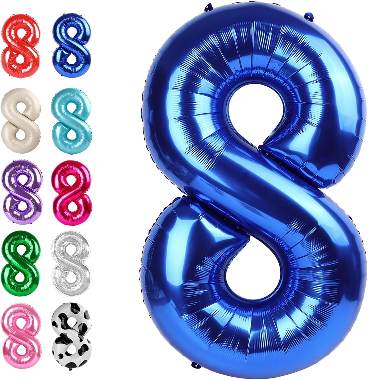 Navy Blue Foil Number 8 Balloon 40 Inch, Helium Mylar Eight Number 8 18 28 38 48 58 80 88 Birthday
