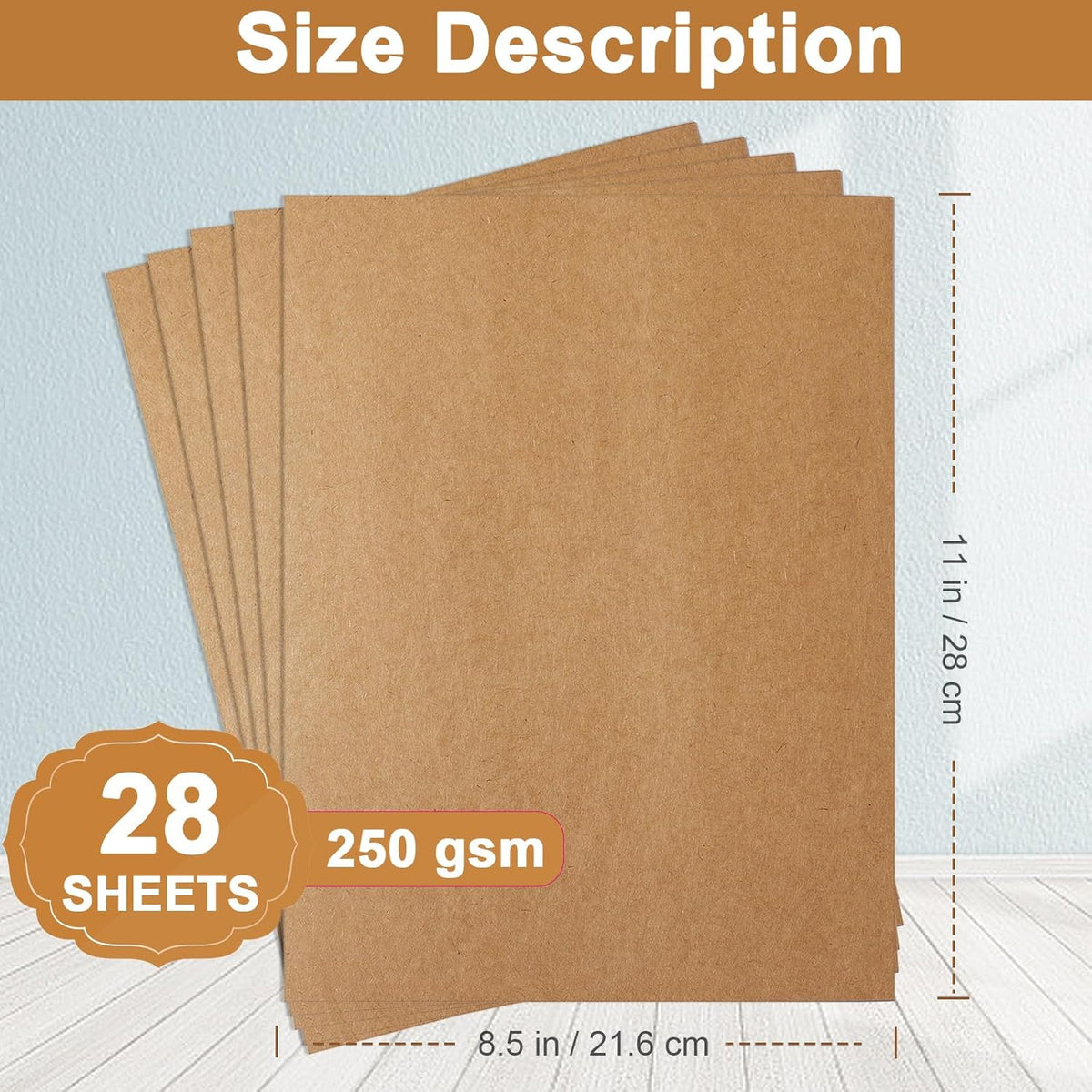 28 Sheets Brown Cardstock 8.5 x 11 Printer Paper, 92lb Heavyweight Paper Card Stock for Greeting