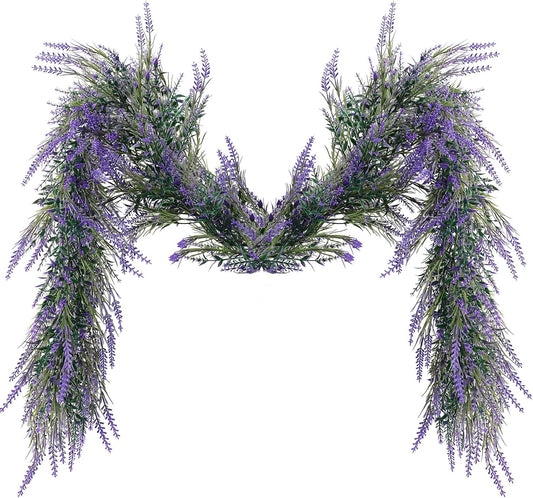 MAKHOT 6Ft Purple Lavender Artificial Garland Decor, Spring Summer All Year Lavender Deep Purple