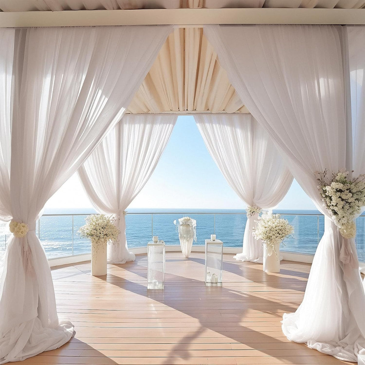 PARTISKY 10ftx10ft Taupe Chiffon Sheer Backdrop Curtains, Wrinkle-Free Wedding Backdrop Drapes for
