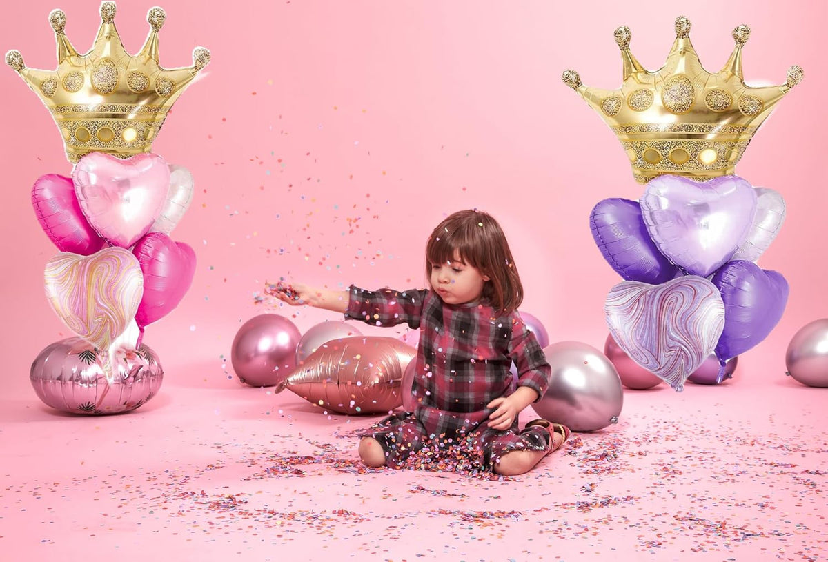 Crown Princess Balloons Pink Purple And Gold Set Of 2 Foil Helium Mylar Balloons,For Princess