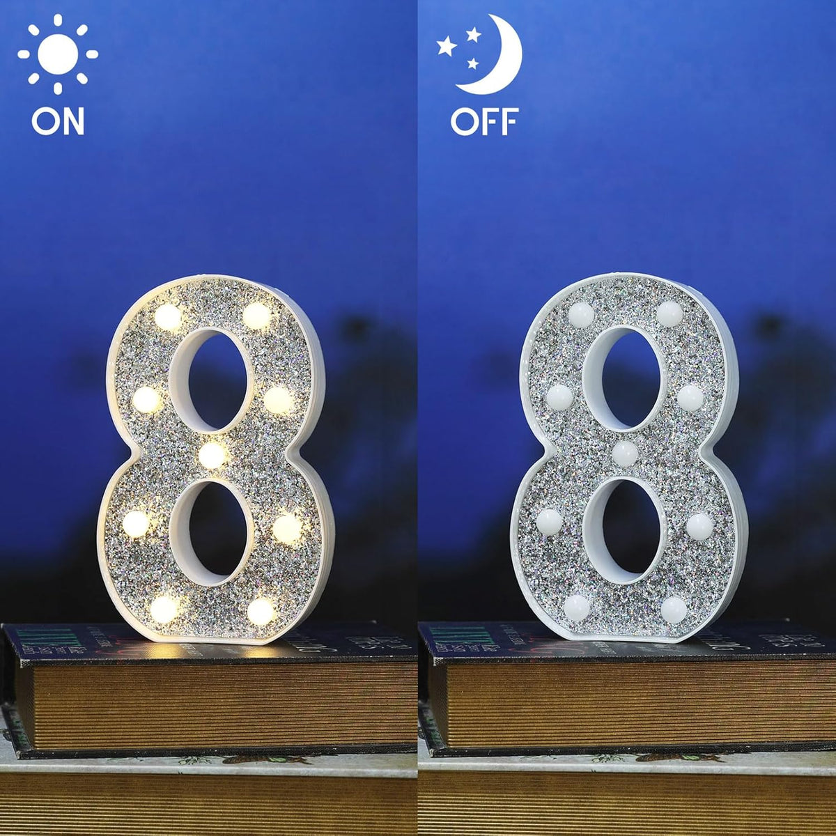 Glitter Light Up Signs, Marquee Light Letters for Table Decorations, Featuring Alphabet & Number