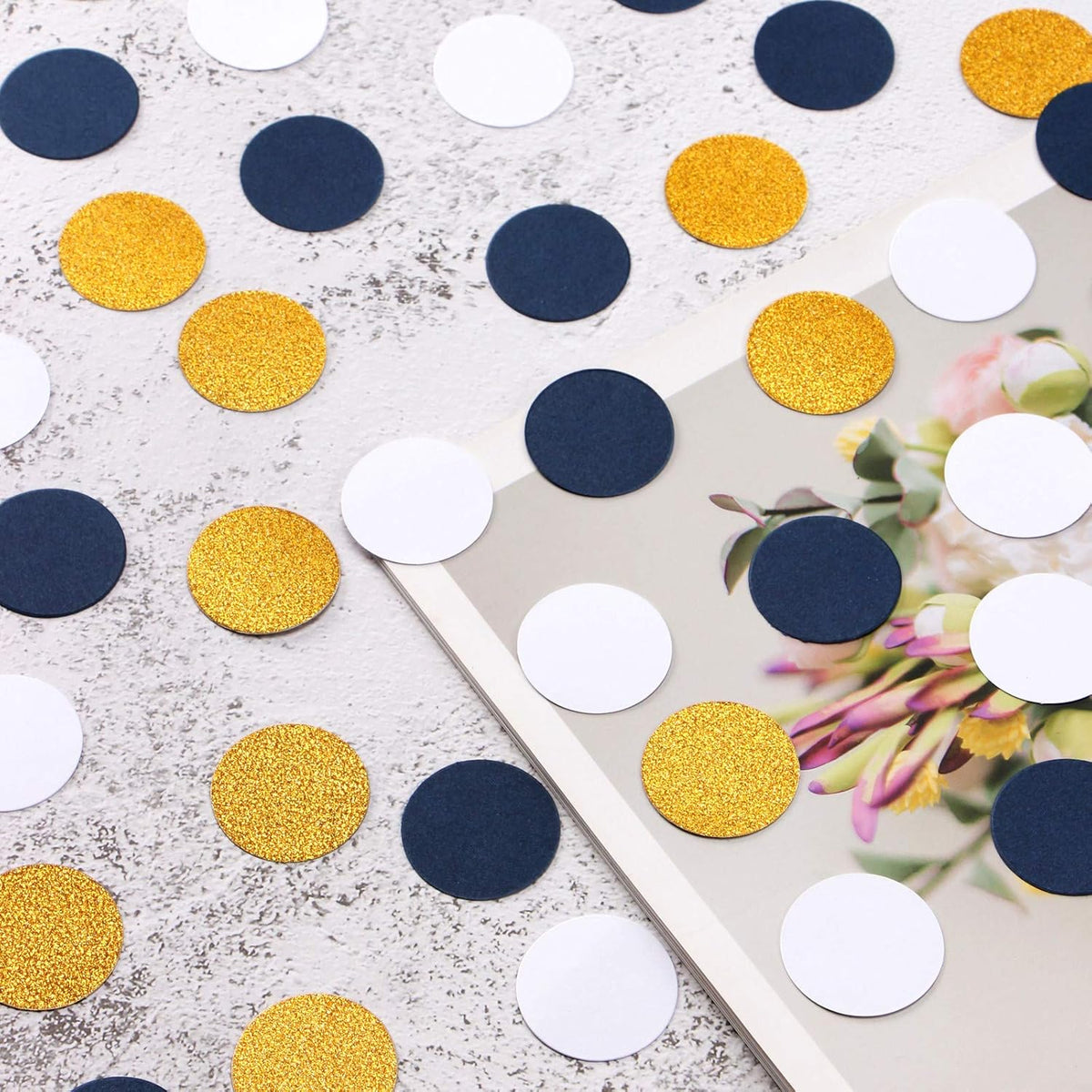 Navy Blue White Gold Confetti Birthday Decorations for Boys Glitter Paper decor Sprinkles