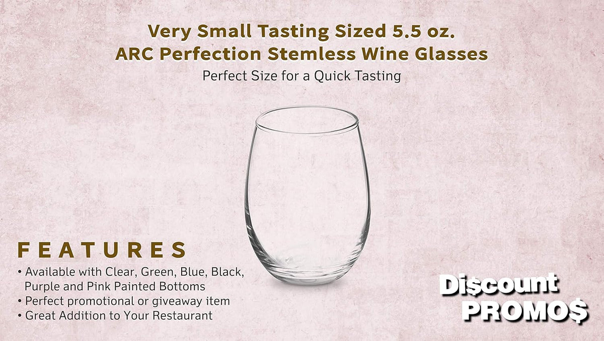 DISCOUNT PROMOS Stemless Wine Glasses by ARC 5.5 oz. Set of 12, Bulk Pack - Perfect for Hotel, Bar