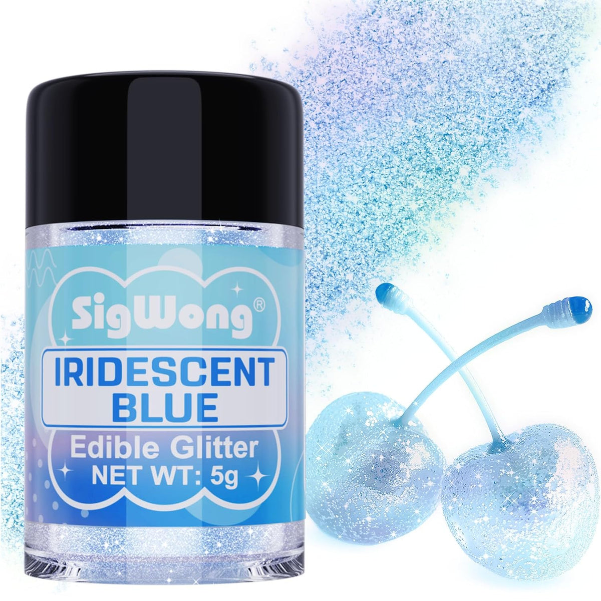 Iridescent Blue Edible Glitter - 5g Food Grade Cake Decorating Shimmering Glitter, Edible Sprinkle