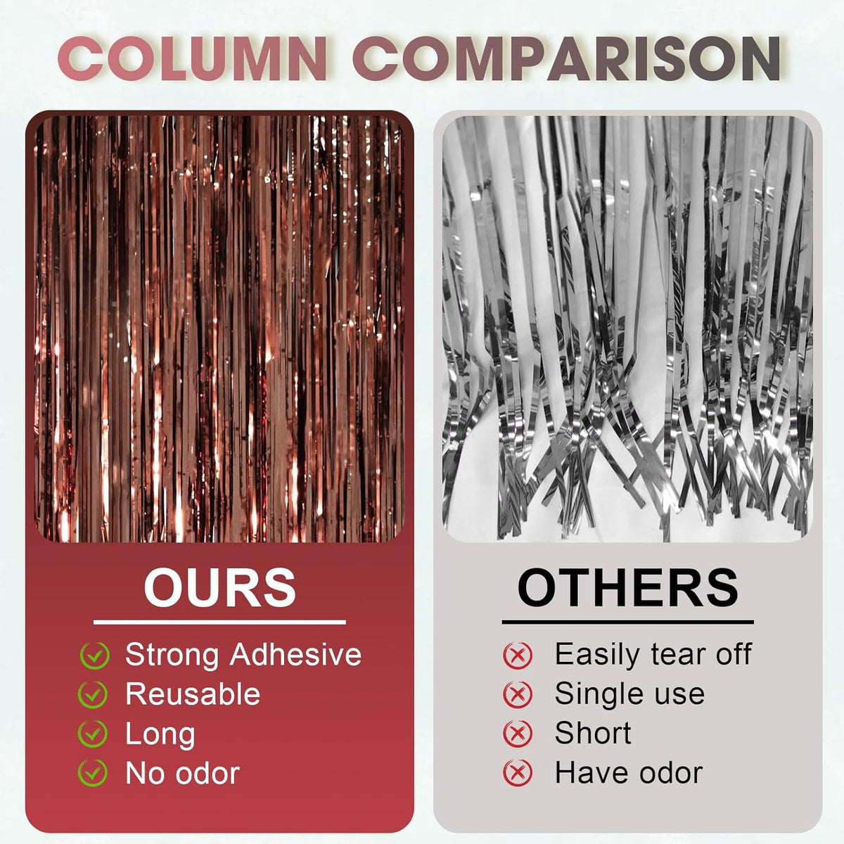 2 Pack Brown Foil Fringe Backdrop Curtains, Tinsel Streamers Party Decorations, Fringe Backdrop