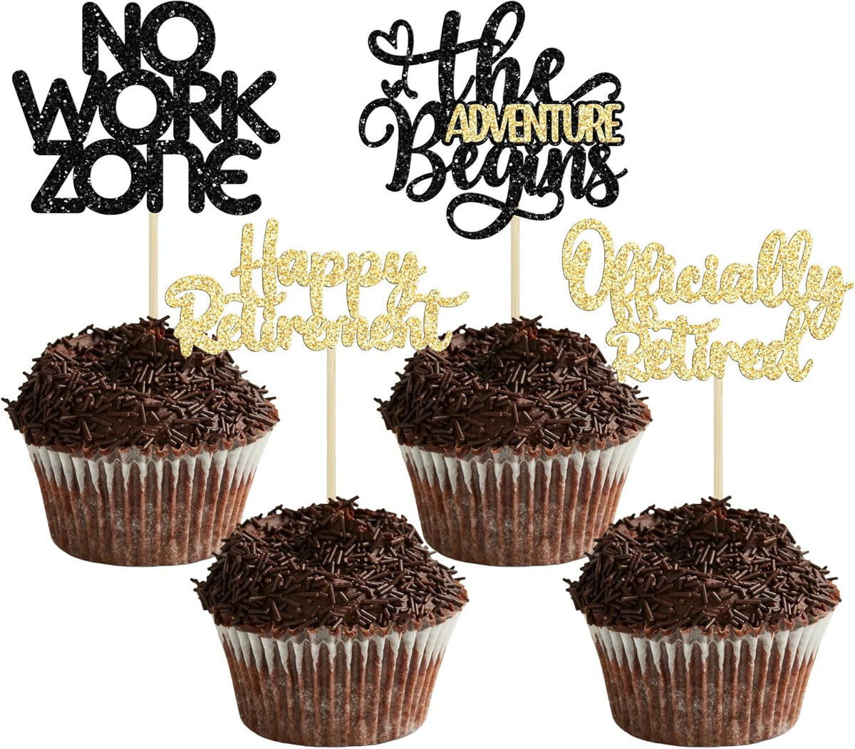 24Pcs Happy Retirement Cupcake Toppers Officially Retired Cake Toppers No Work Zone Adventure