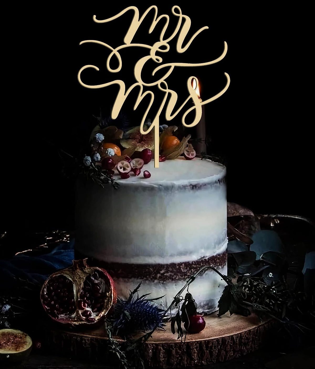 Mr and Mrs Cake Topper - Wooden Wedding Cake Toppers Bride and Groom Party Cake Decorations