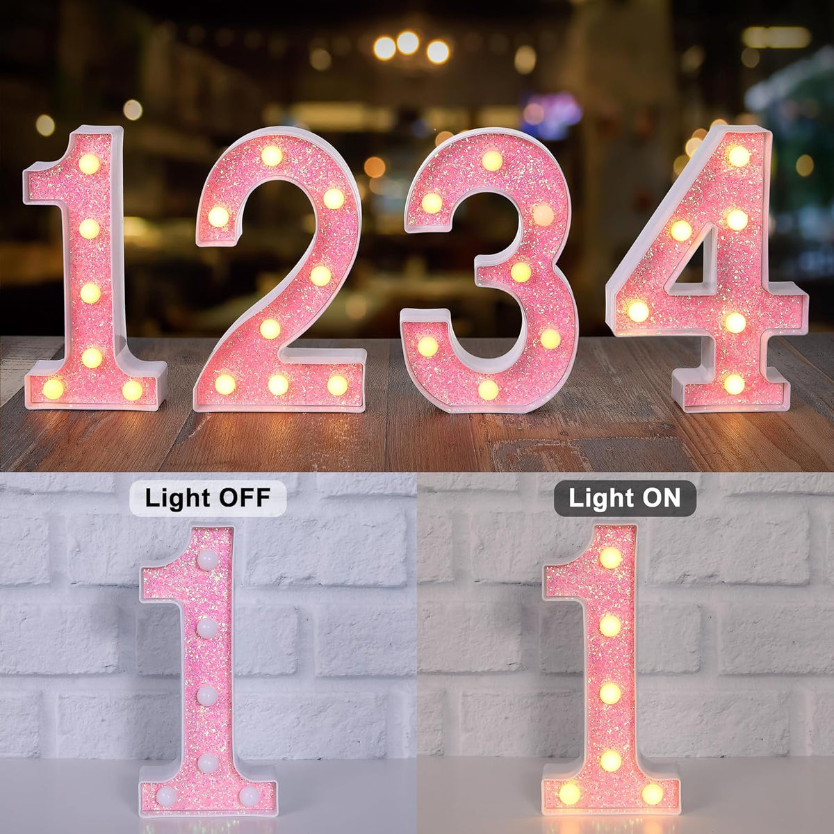 Foaky Pink Light up Letters，Pink Party Decorations,Girls Room Decor,Glitter Marquee
