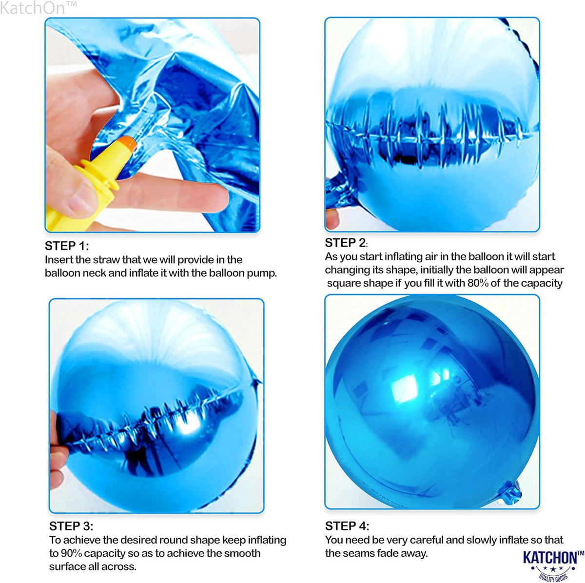KatchOn, Large Blue Mylar Balloons - 22 Inch, Pack of 6 | Royal Blue Metallic Balloons for Party