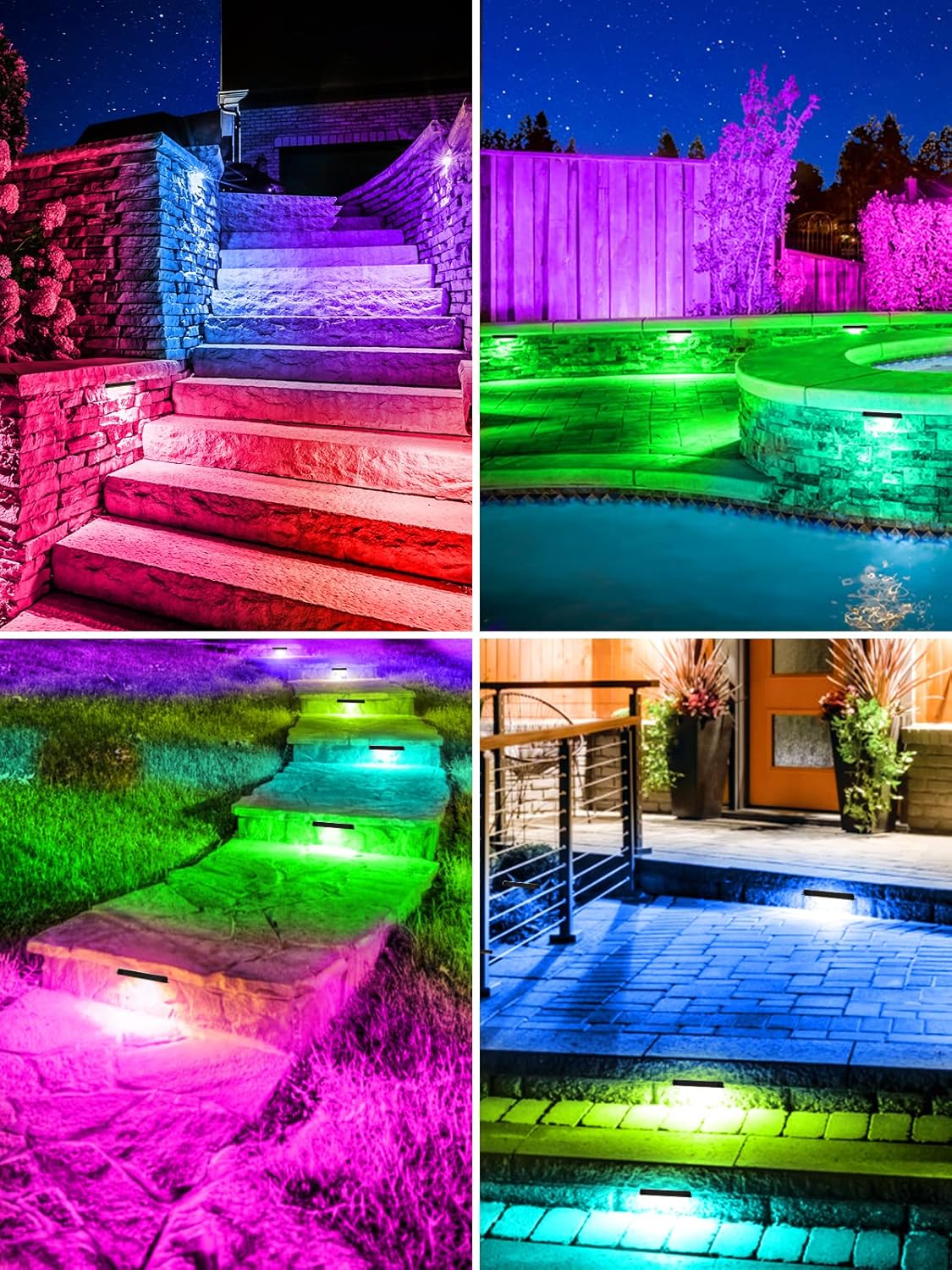 5W RGB Retaining Wall Lights 7 inch LED Hardscape Lighting Color Changing Low Voltage Landscape