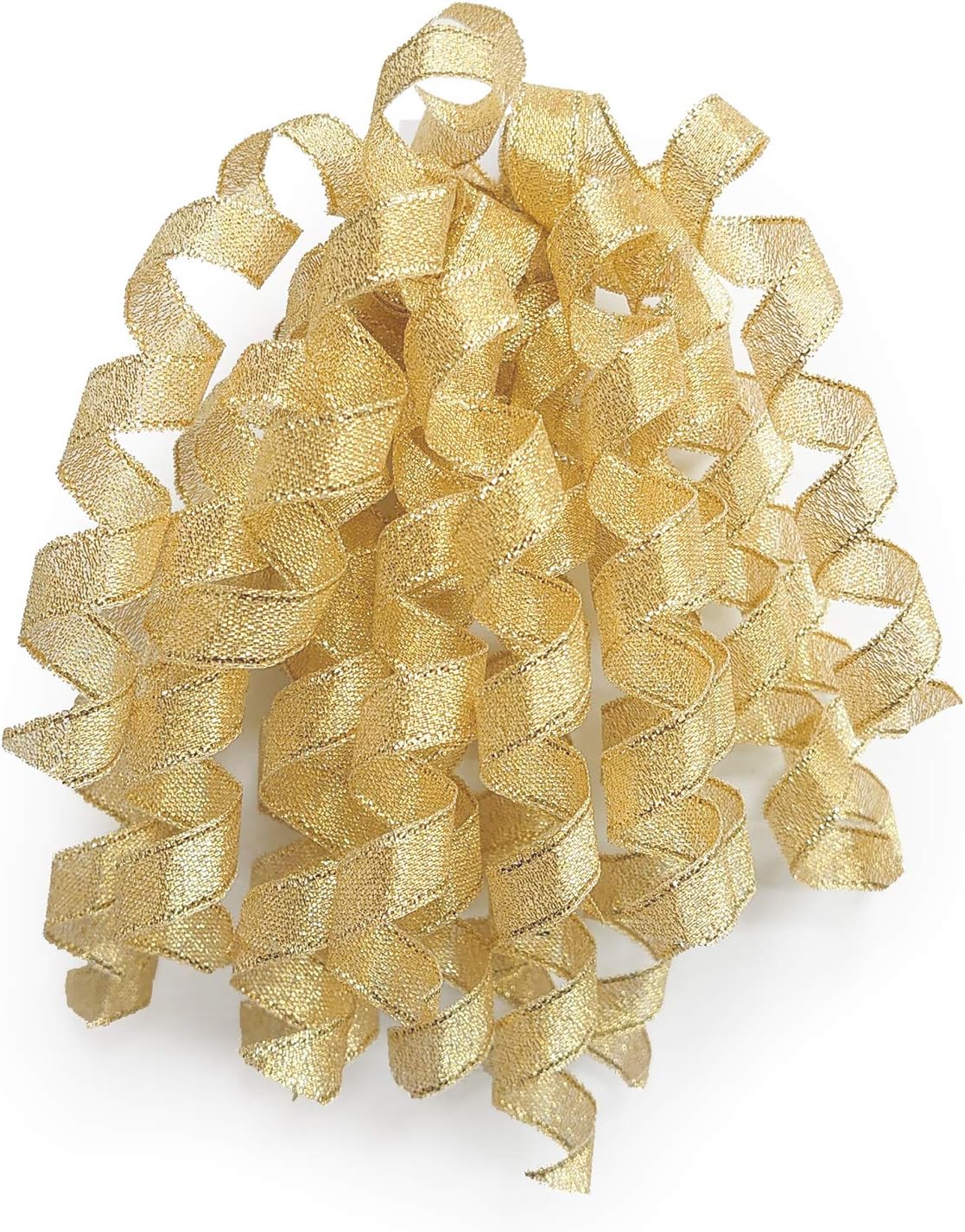 CT CRAFT LLC Gold Metallic Curly Ribbon Bow 6" Long x 6 Counts Gift Wrapping Pre-Tied Self-Adhesive