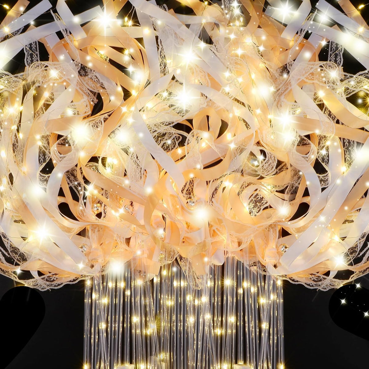 200 PCS Wedding Wands with Lights,Fairy Wands, LED Silk Fairy Wand with Bells for Wedding Send Off