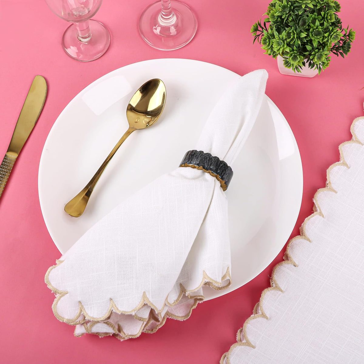 Epoxy Resin Napkin Rings Set of 12 - Rustic Napkin Holders for Dining Tableware, Dinning Table