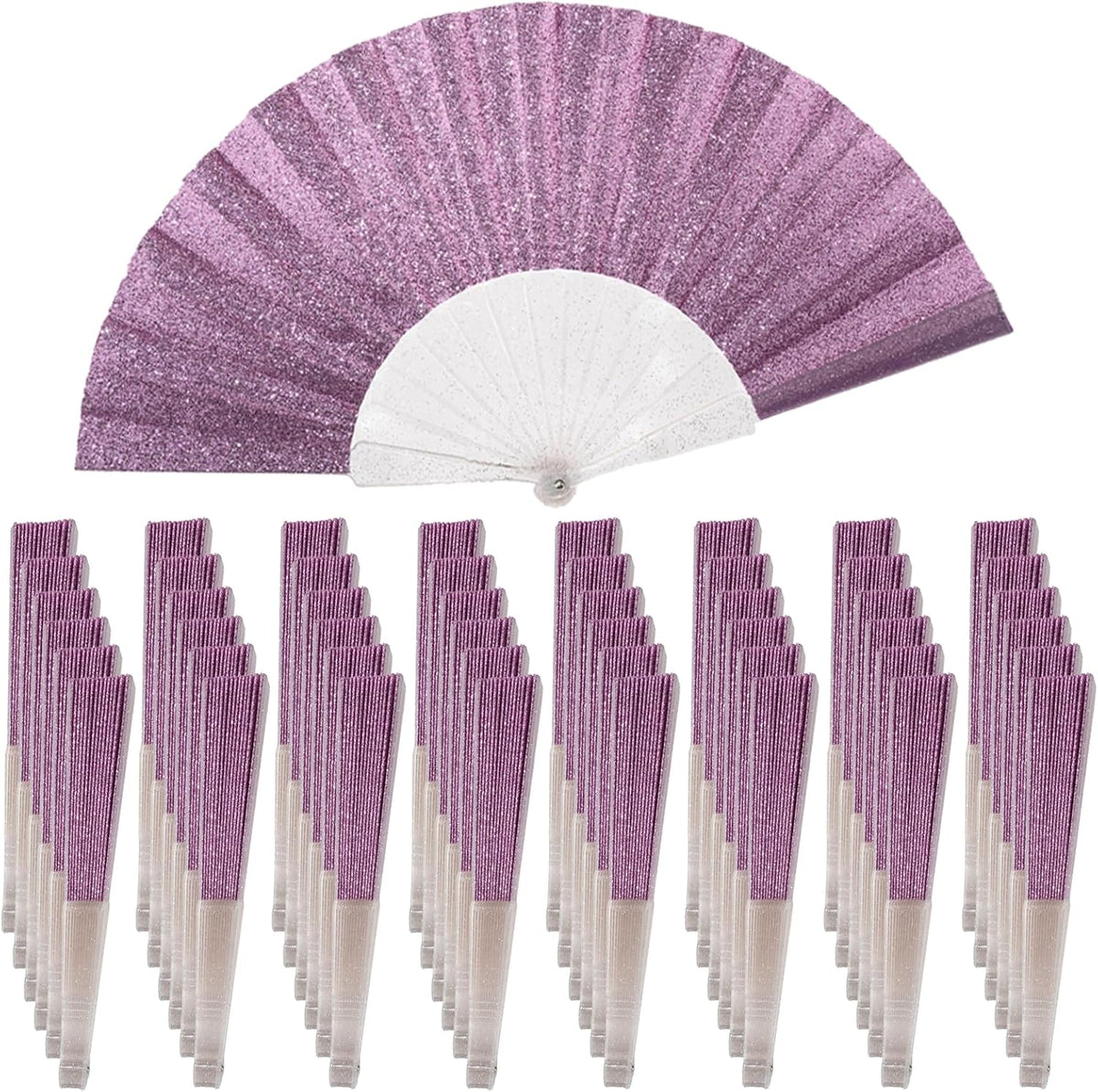 48 Pack Handheld Fan,Folding Hand Glitter Fan with Shining Transparent Fan Rib – Ideal for Wedding
