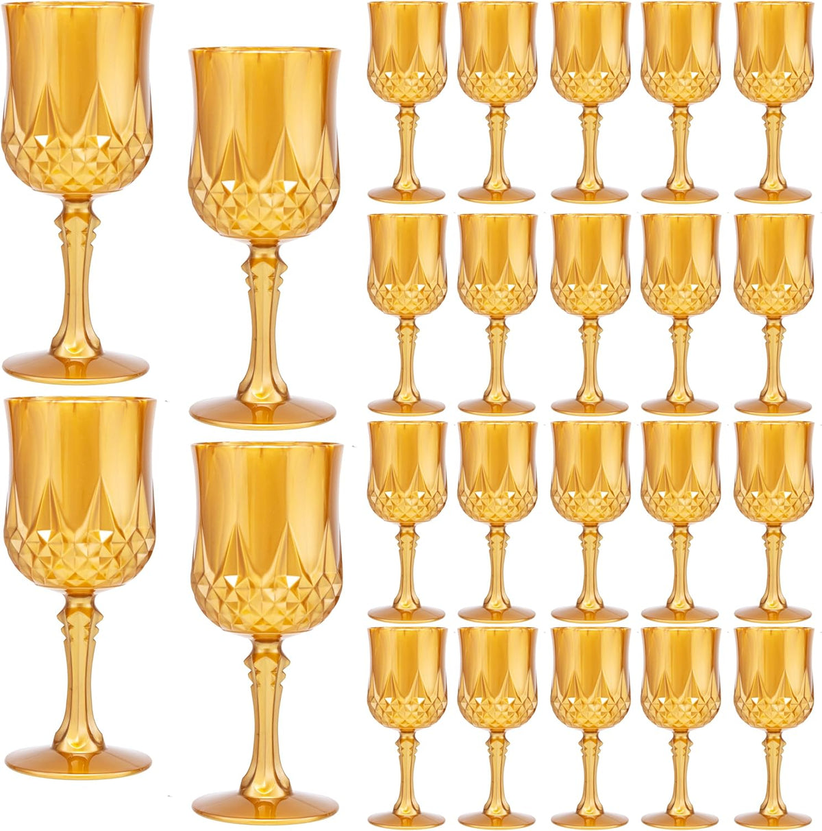 JLYLOL Plastic Vintage Wine Glasses 7OZ Plastic Goblets Vintage Drinking Glasses 24PCS Retro