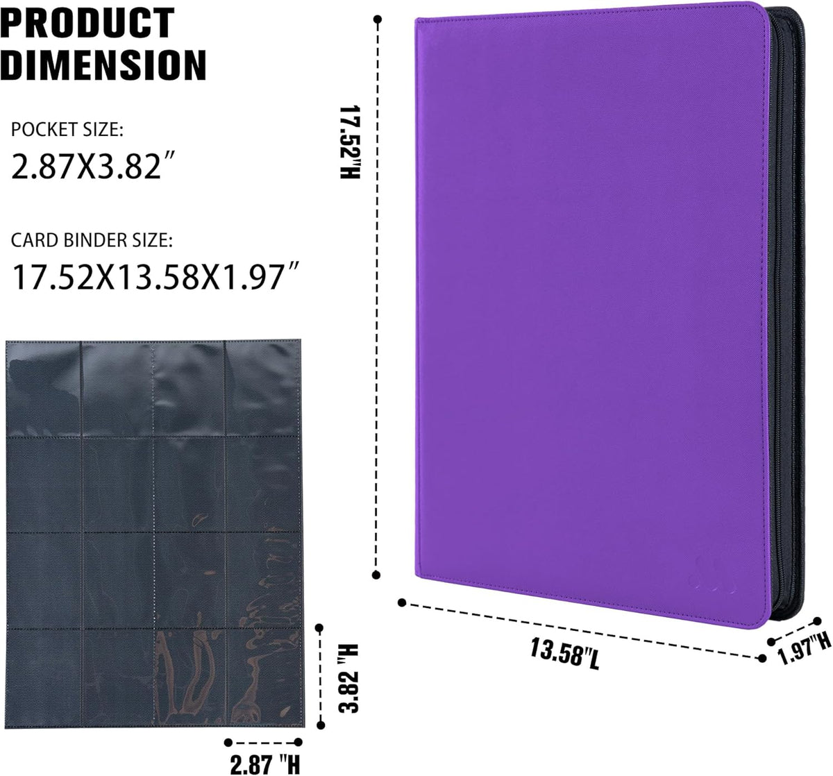 Premium 1000+ Pockets Card Binder,16 Pockets Trading Card Binder Ringless Side Loading Trading Card