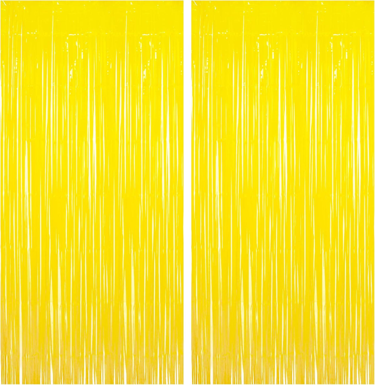 BRAVESHINE Foil Fringe Curtain Backdrop - 2 Pack Yellow Tinsel Photo Booth Backdrop Party Streamers
