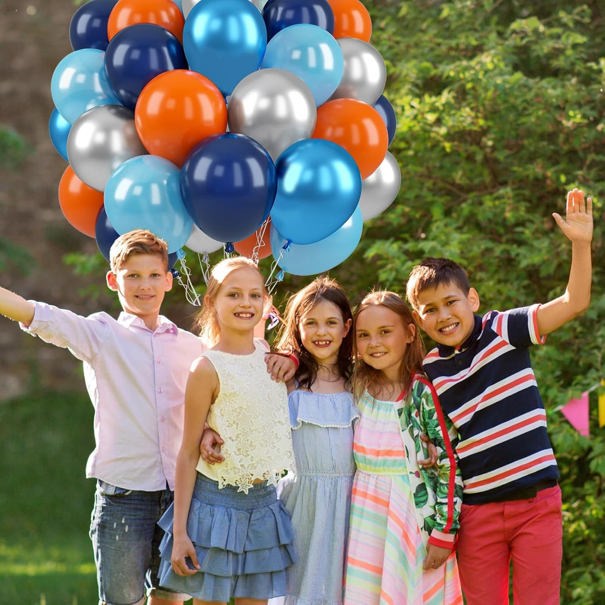 Paready Blue and Orange Balloons, 50 Pcs Astronaut Balloons with 12 Inch Navy Blue Metallic Blue