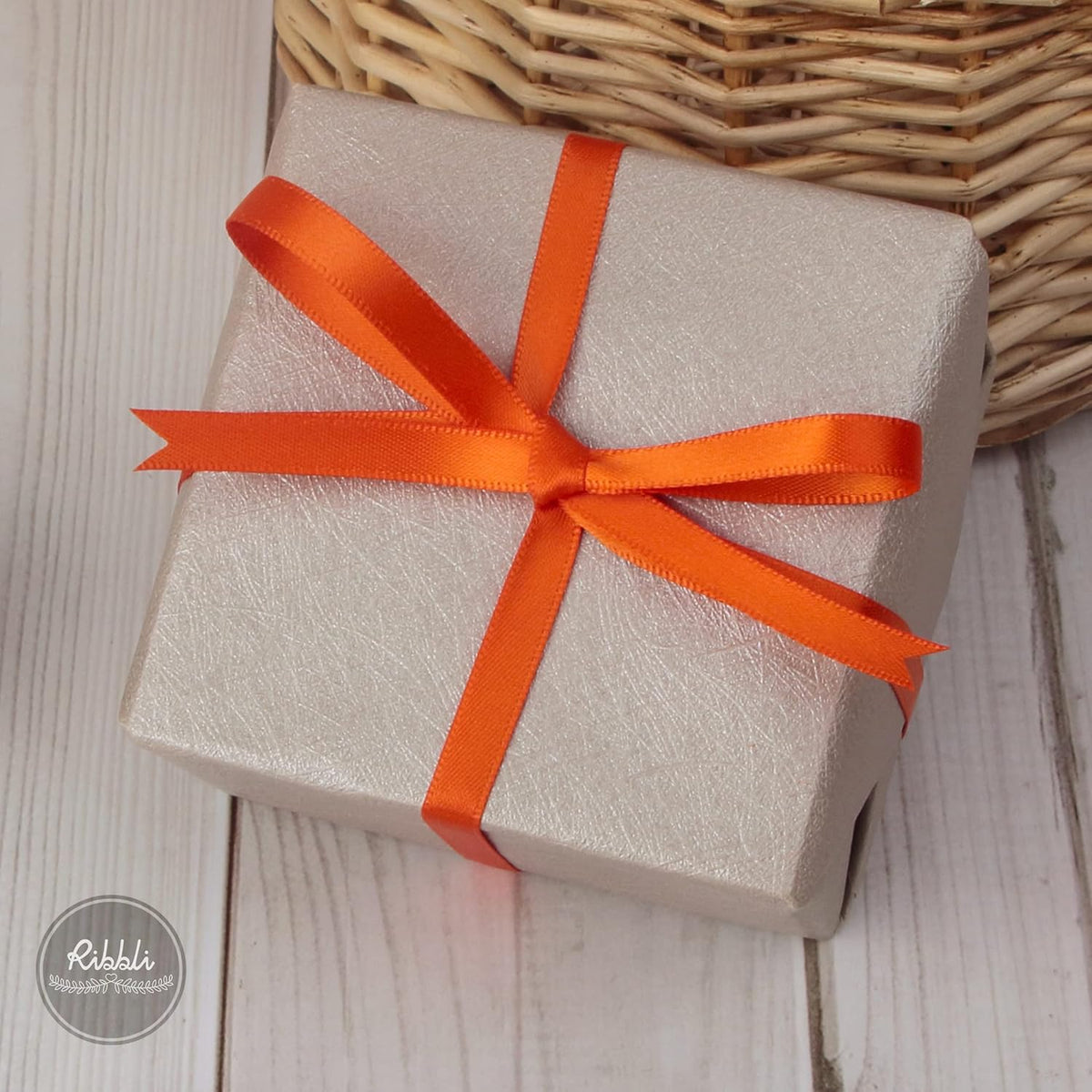 Ribbli Torrid Orange Double Faced Satin Ribbon,1/4” x Continuous 25 Yards,Use for Craft Bows