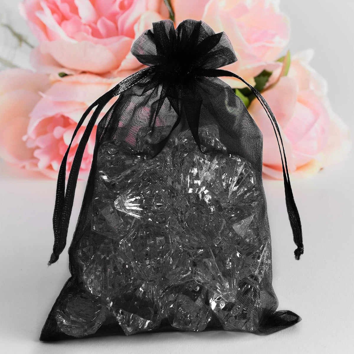Super Z Outlet 100 Pack 5x7 Inch Mini Sheer Drawstring Organza Transparent Bags Jewelry Sack