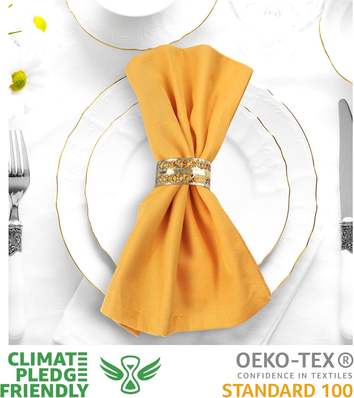 Urban Villa Cloth Napkins 100% Cotton Slub Absorbent Dinner Napkins (Set of 12) Oversized 20x20