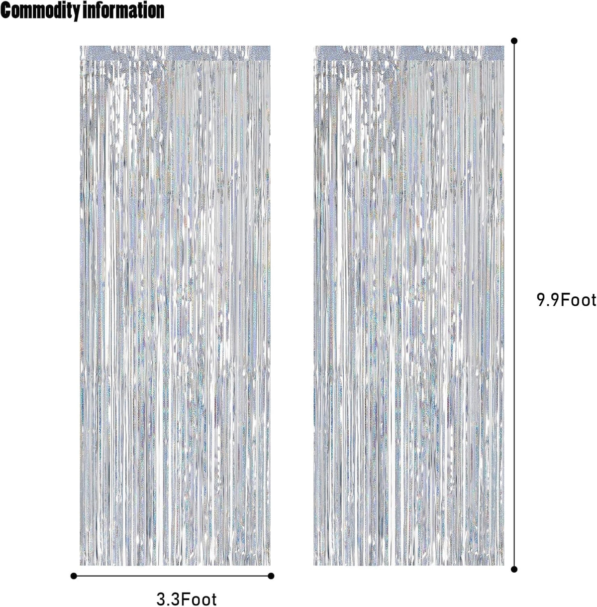 CANREVEL 2 Pack 3.3x8.2 Feet Laser Silver Foil Fringe Backdrop Curtains, Tinsel Streamers Birthday