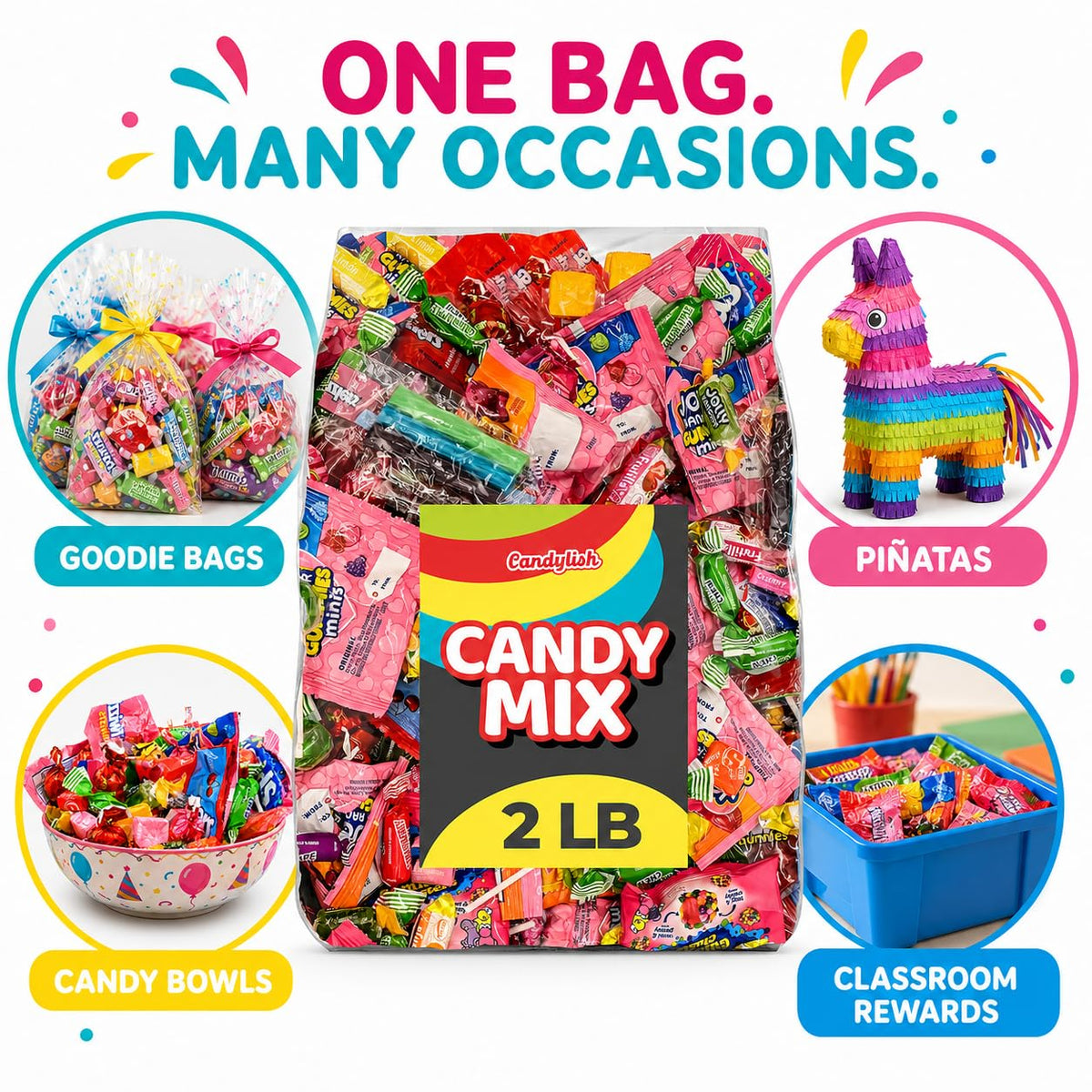Candy Variety Pack, 2 LB Bulk Candy for Pinata Stuffers and Goodie Bags