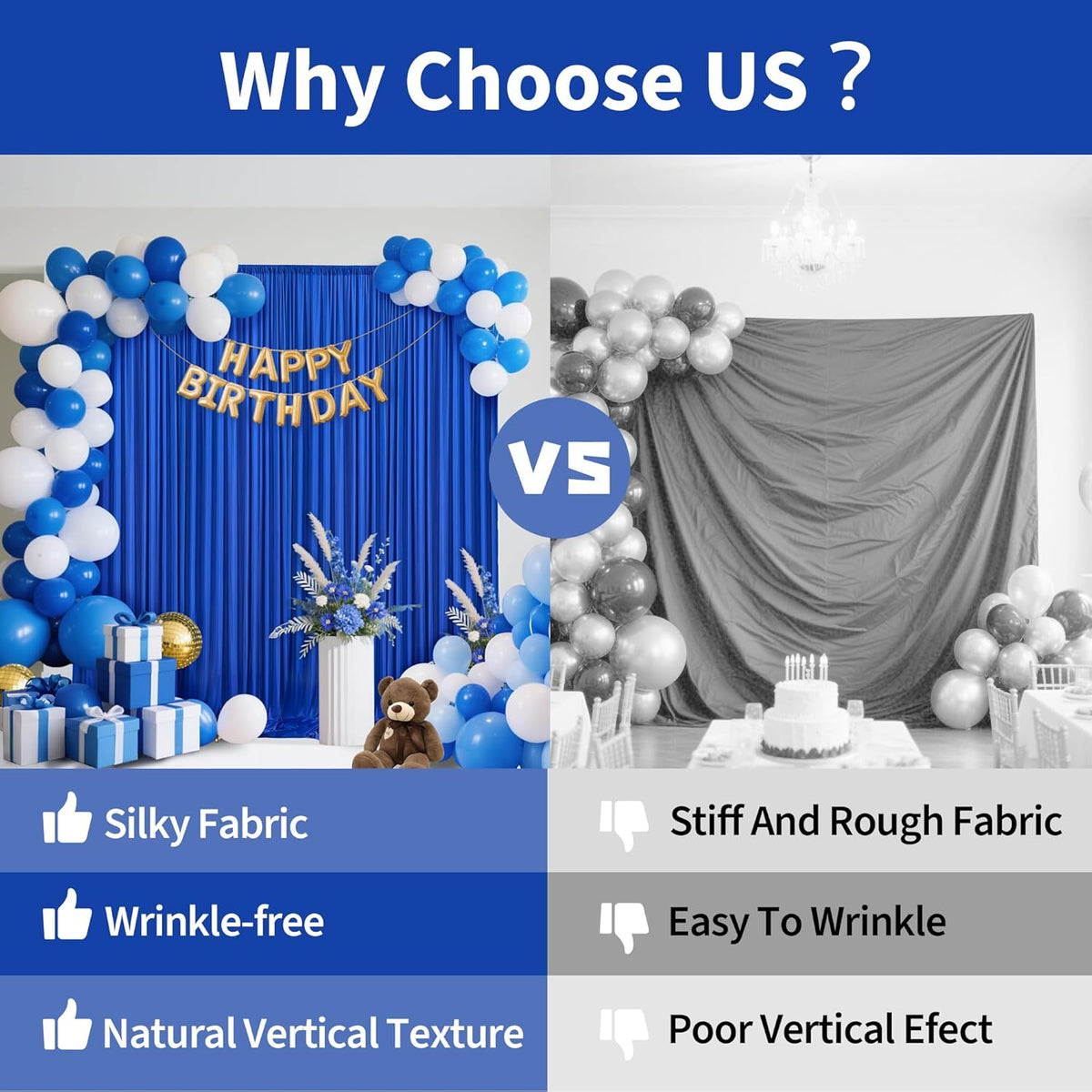 20x10ft Backdrop Curtains for Parties, 4 Panels 5x10ft Photography Backdrop Curtain with Rod