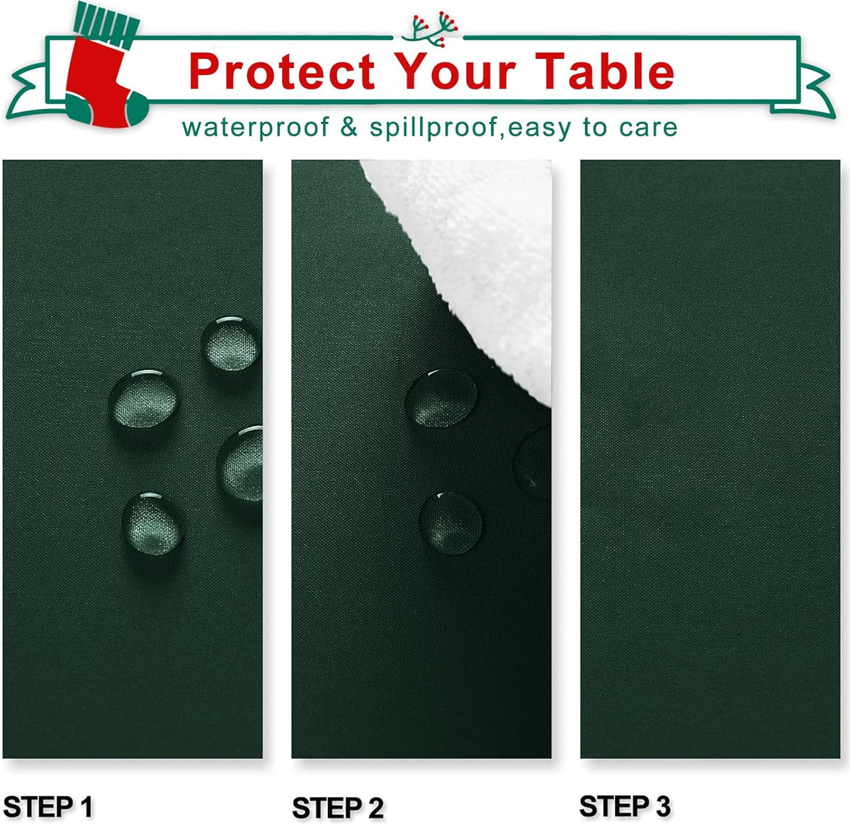 Hiasan Rectangle Tablecloth - Waterproof Washable Fabric Table Cloth for Wedding, Banquet