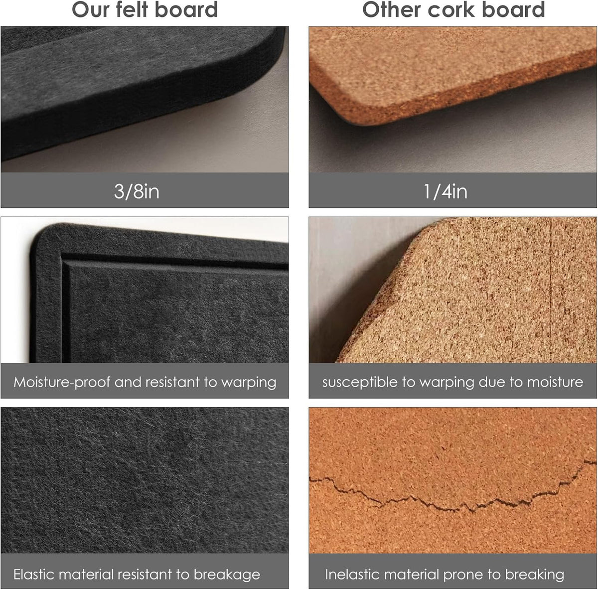 Bulletin Board, 24 x 18 inches Decorative Felt Pin Board, Cork Board Alternative for Wall, Foldable
