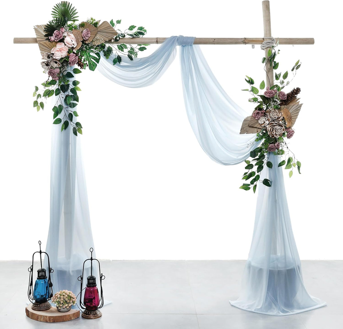 VDS Pack of 2 Panel (30 Inch X 50 Feet) Wedding Arch Draping Fabric Sheer Chiffon Fabric Drapery