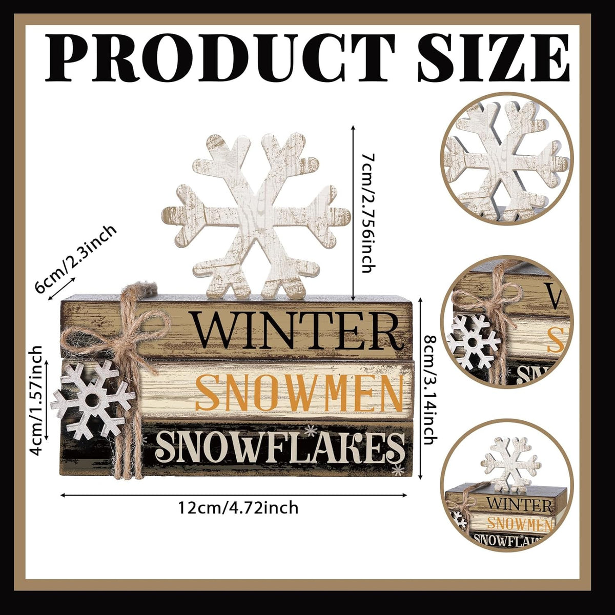 4 Pcs Winter Table Decorations Snowmmen Tiered Tray Decorations Christmas Mini Snowflake Wooden