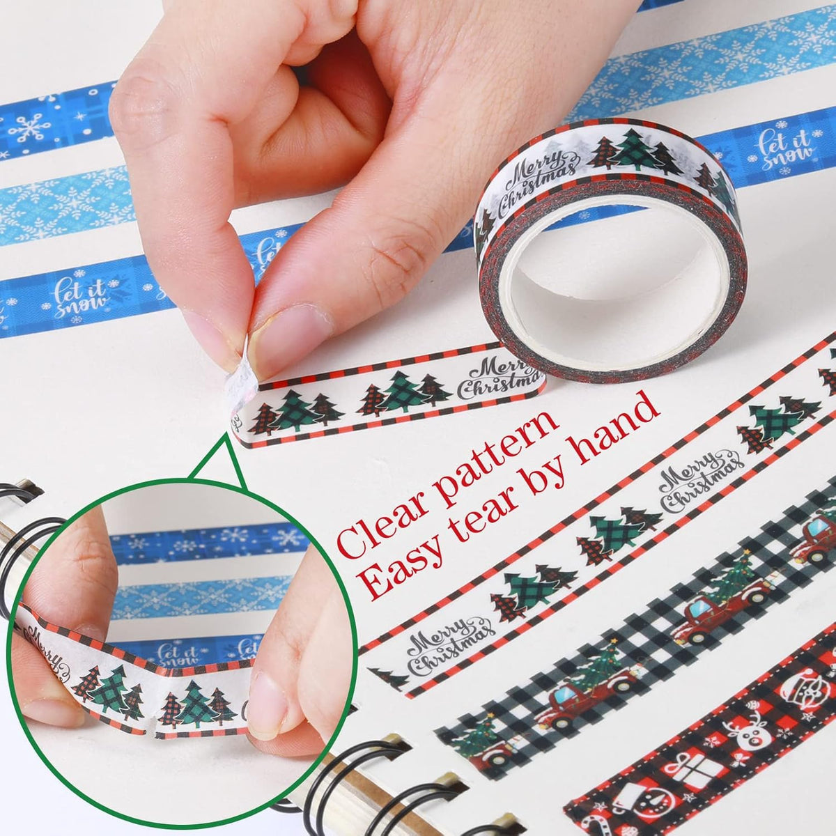 TaoBary 33 Rolls Holiday Plaid Washi Tape, 15 mm Seasonal Washi Tape Set Bohemian Colorful Vintage