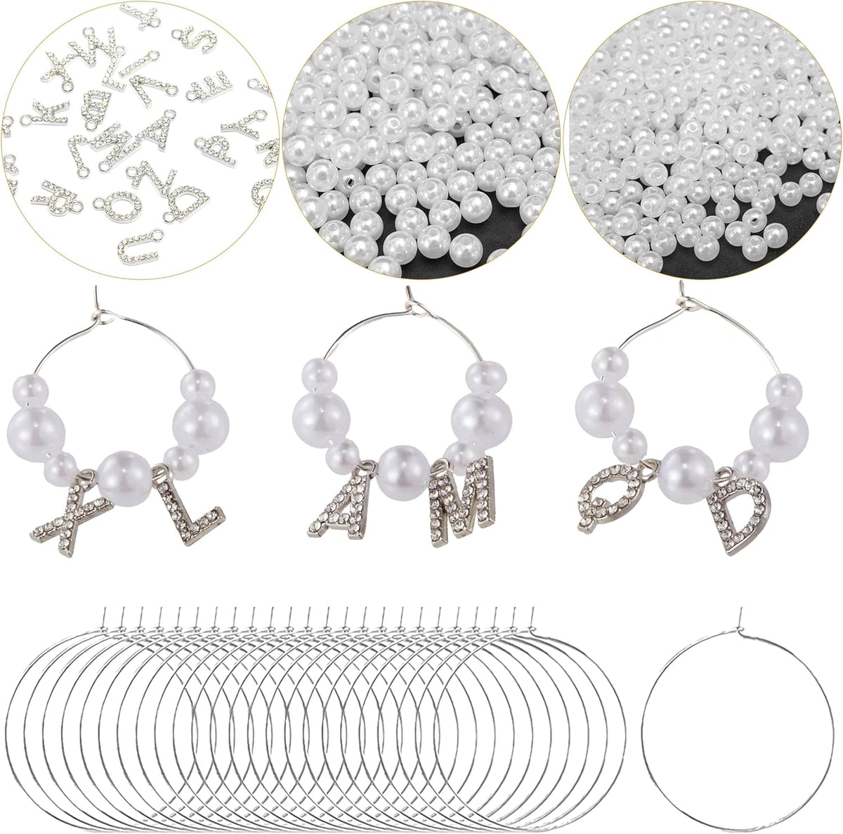 50 Sets Wine Glass Charms, Wine Charms for Stem Glasses, DIY Reusable Drink Markers for Weddings &