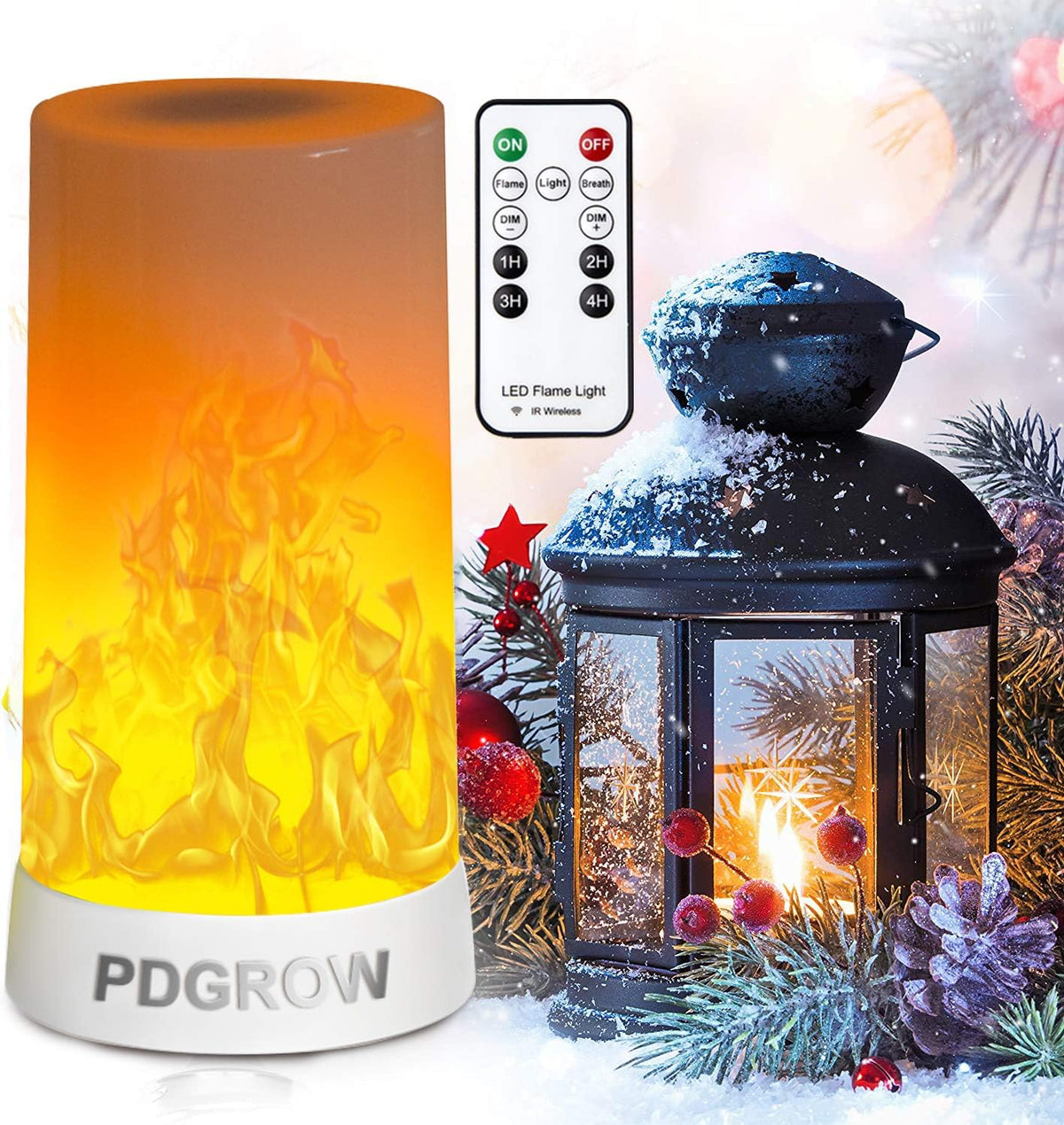 LED Flame Lights with Remote Timer, Flame Lamp 4 Modes USB Rechargeable Fire Lights Indoor Campfire