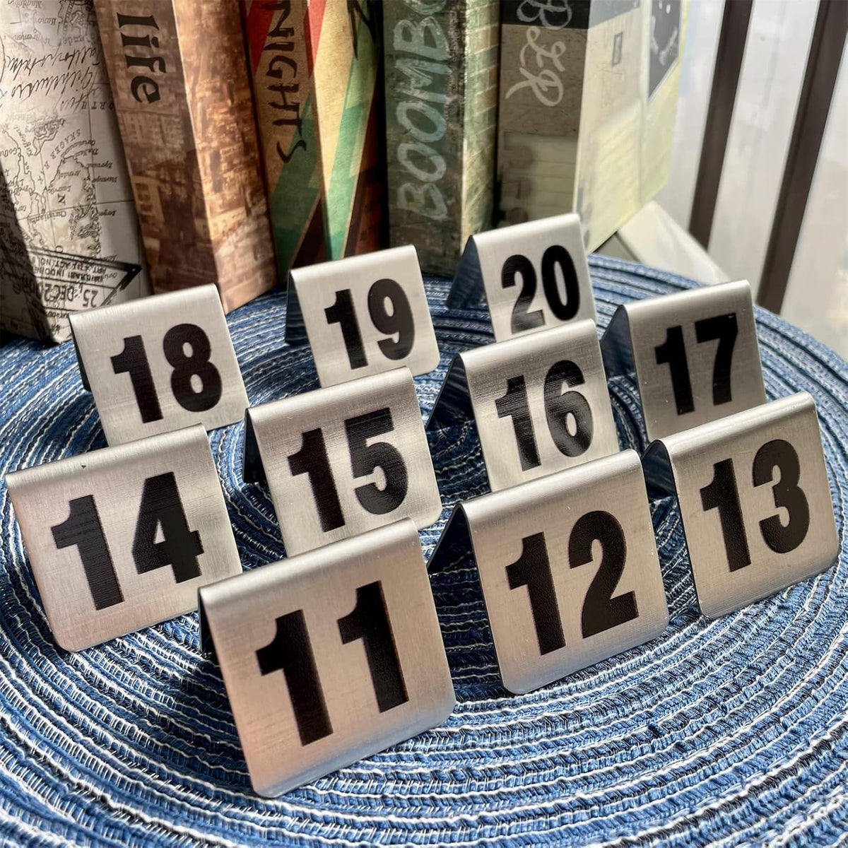 10 Pcs Metal Place Cards Stackable Tent Style Table Numbers，Place Card Holders for Celebration