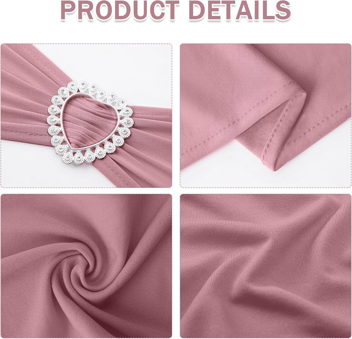 Howhic Pack of 120 Spandex Chair Sashes Bows Stretch Chair Cover Band with Buckle Slider Universal