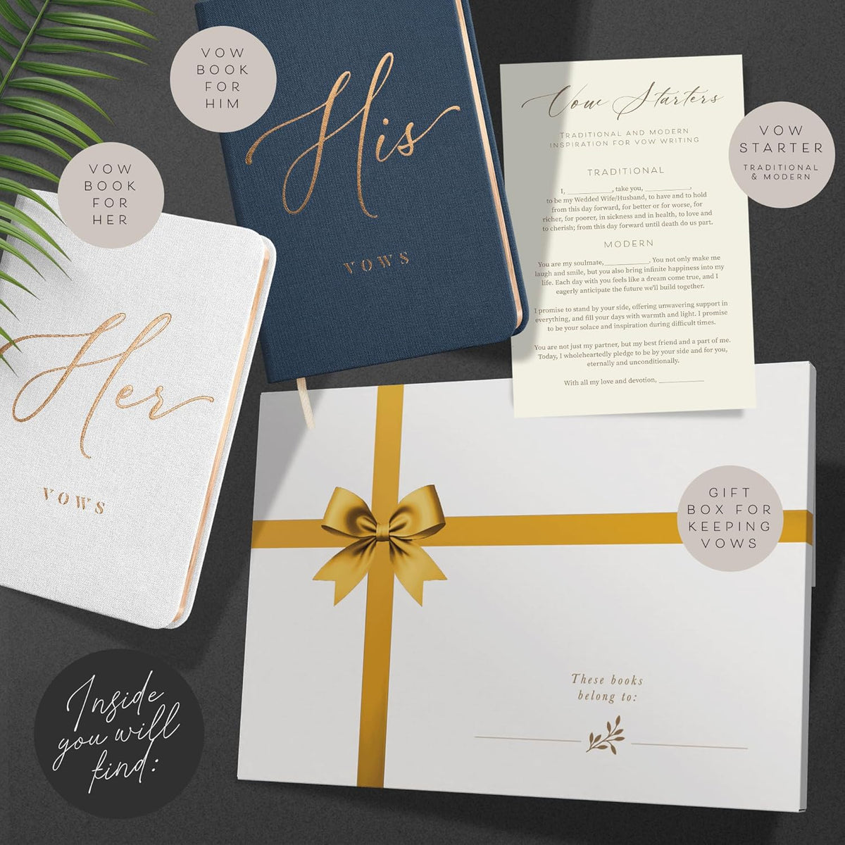 ARTESORI Vow Books His and Hers - Linen Wedding Vow Books Perfect as Bride & Groom Gifts, Wedding
