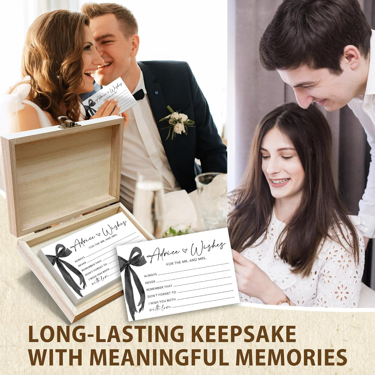 50 Pcs Advice and Wishes for the Mr and Mrs Cards in Box - Bridal Shower Guest Book - Perfect for