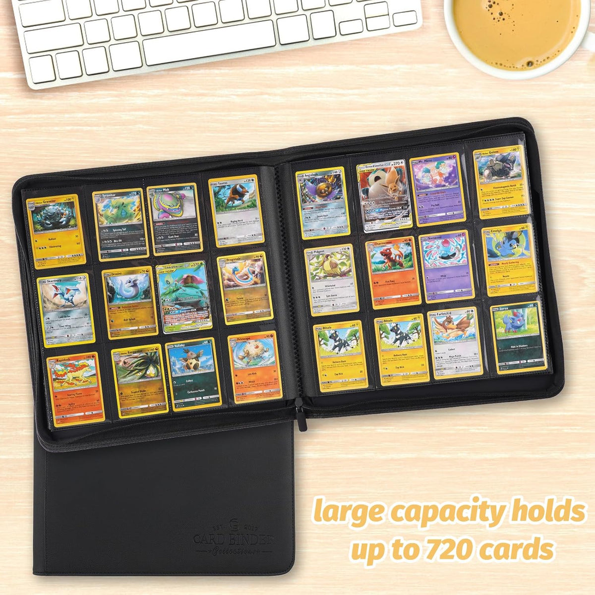 Trading Card Binder, Card Collection Binder Album Folder with 720 Side Loading Pockets, 12 Pocket