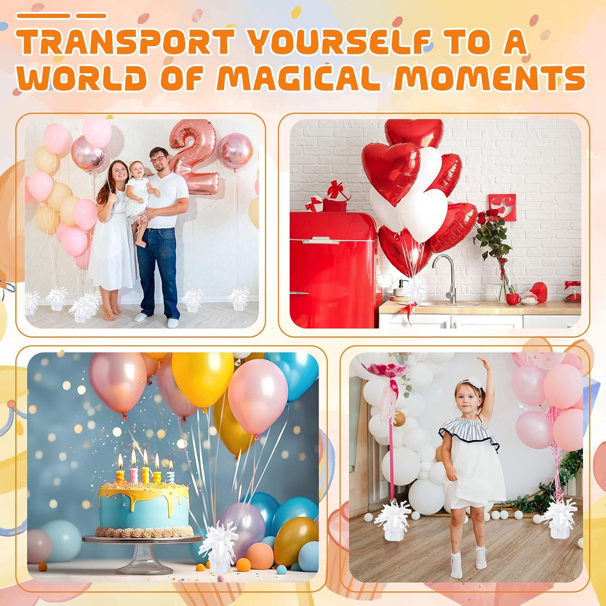 6 Pack White Balloon Weights Metallic Holder Anchors Balloon Holder Weights for for Birthday 2025