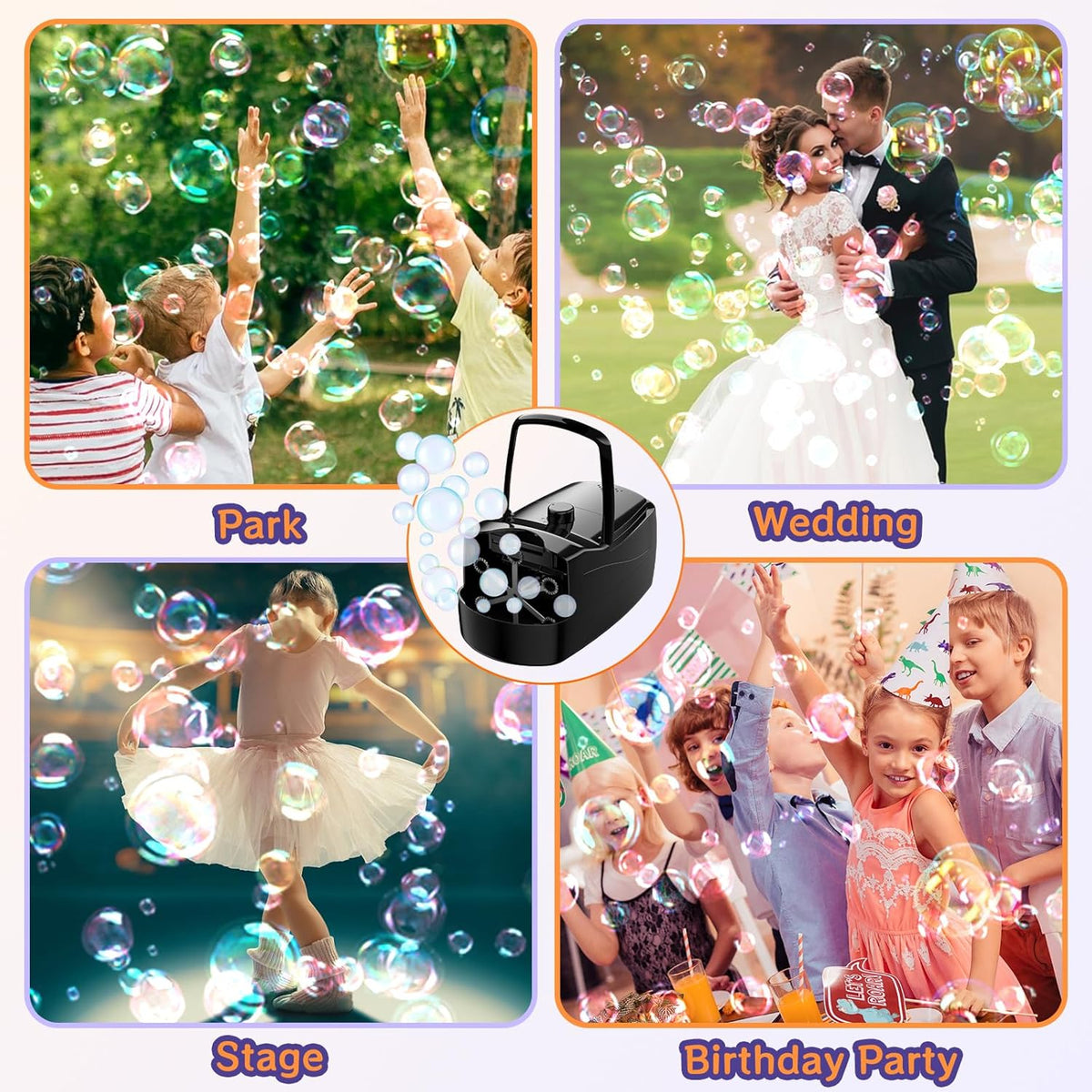 Bubble Machine, Automatic 18000+ Per Minute Big Bubbles Blower Maker for Kids Toddlers with 2