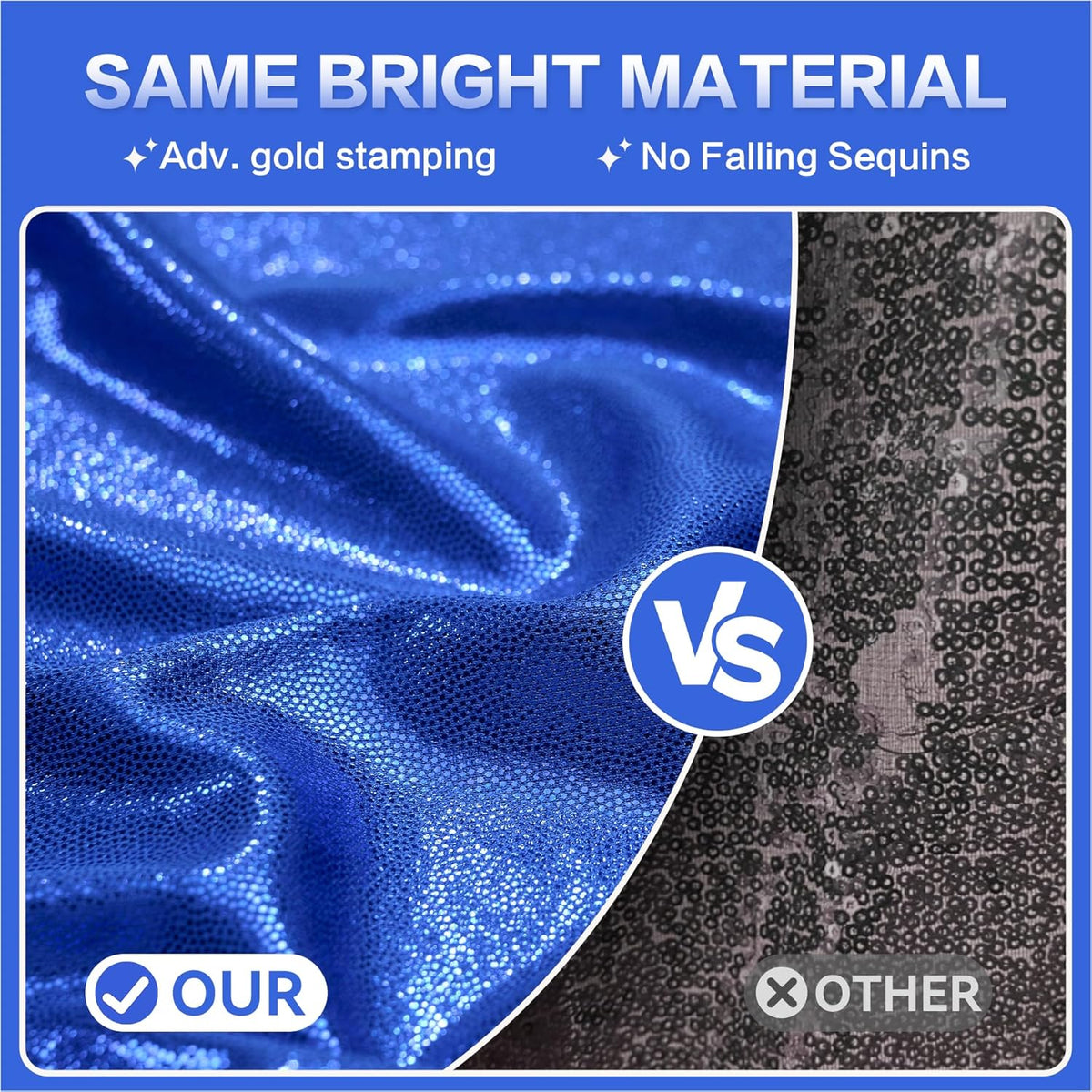 gogoparti 20x10FT Sapphire Blue Sequin Backdrop Curtain - 4 Panels of 5x10FT Wrinkle-Free Glitter