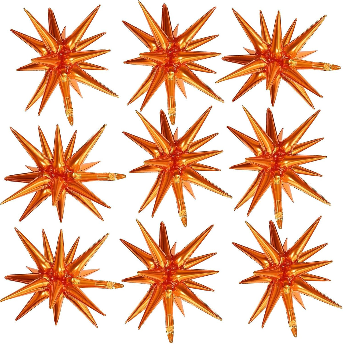 Orange Star Balloons,9Pcs 22Inch Orange Explosion Spike Cone Helium Polyester Film Star Foil