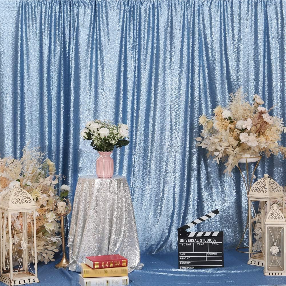 Eternal Beauty Baby Blue Sequin Backdrop, 20x10 Ft Glitter Background Curtains for Shimmer