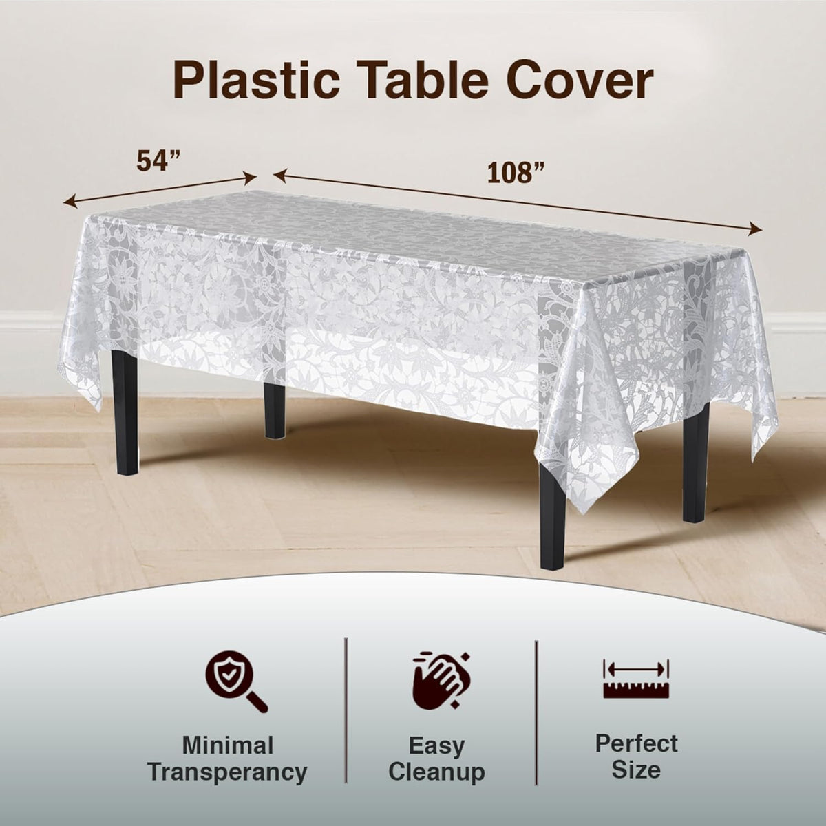 Exquisite Lace Table Cloth Rectangle Table Plastic 12-Pack Lace Tablecloth Rectangular 54" X 108" |