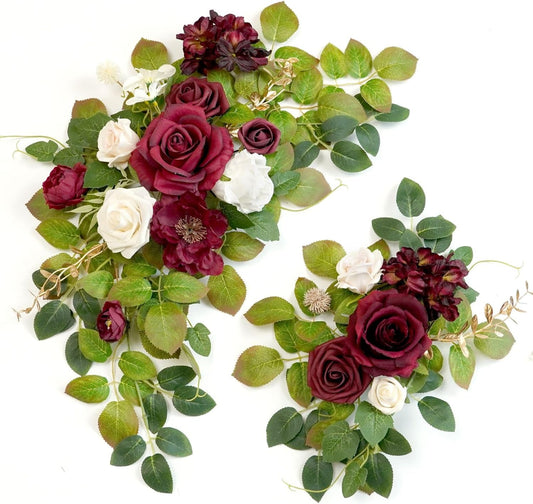 Wedding decor (pack of 2) Welcome Sign Flower Backdrop Garland For Ceremony Reception Wall Easel