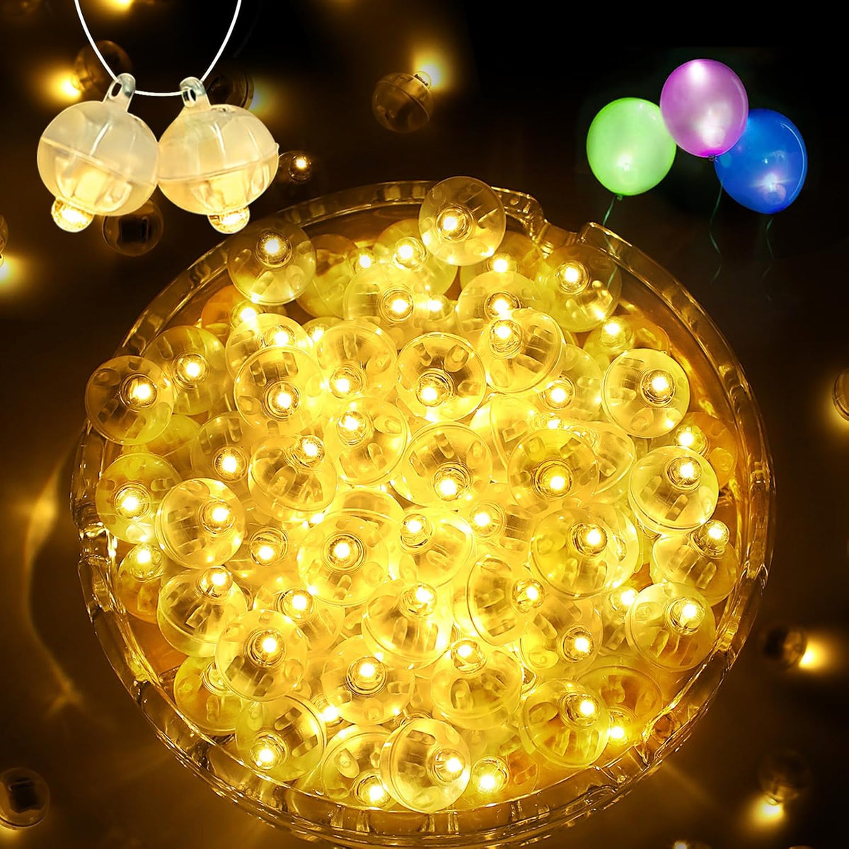 ZGWJ 100Pcs Balloon Lights with Lanyard, Balloons Light for Party Decorations,Paper Lantern,Easter