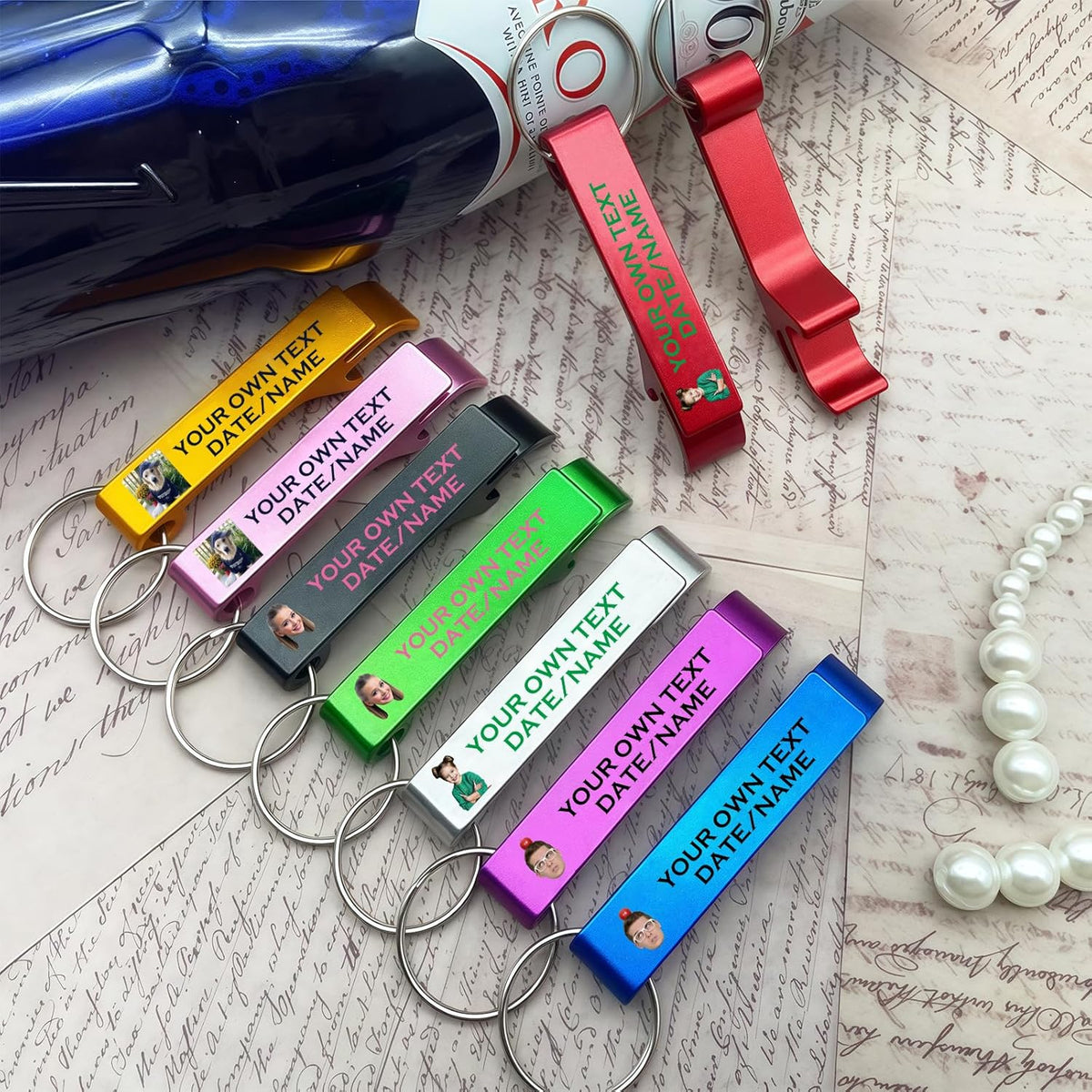 UBJVA Custom Bottle Opener Bulk Personalized Aluminum Bottle Opener Keychains with Text Logo Photo